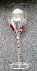 Pier 1 Hand Blown Wine Glasses Red Laced Ribbon Stem 9″ Set Of 4