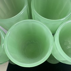 Lot of 10 Jadeite Green Amelie Sunflower Mini Goblet Cordial Shot Glasses MINT