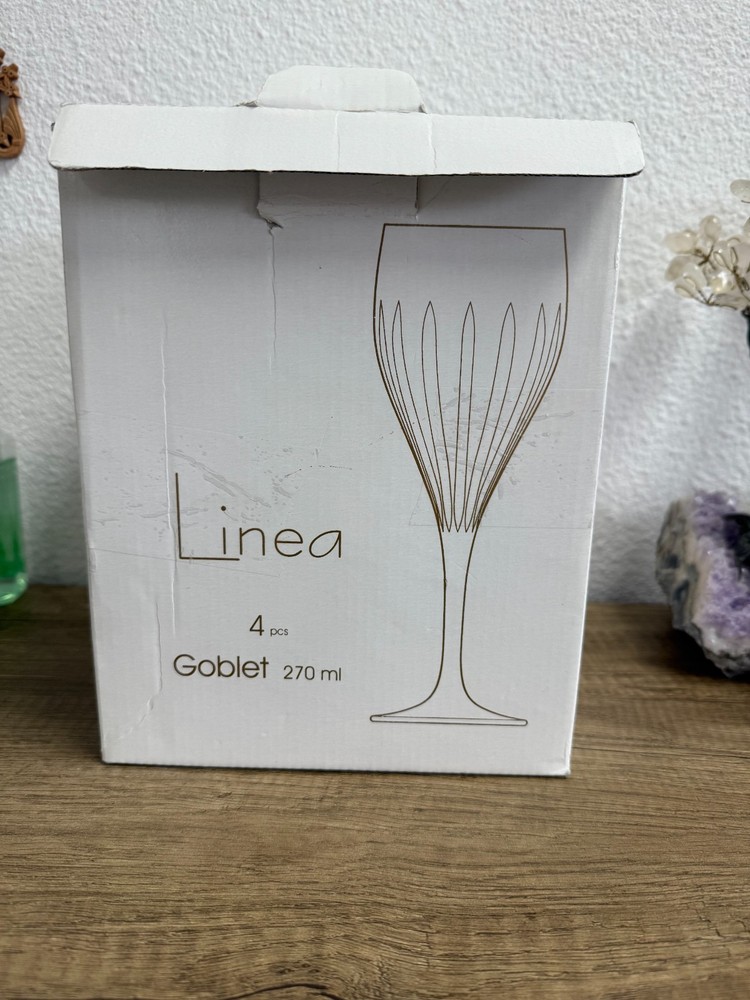 Poltar Crystal Linea Goblet Set of 4 –270ml Slovak Crystal Wine Glasses Elegant.