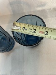 Vintage Mosser Wright Blue Eye Winker Juice Glass 4” & Tumbler Glass 5.5” Set