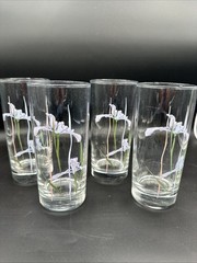 4 Vintage Corelle Coordinates SHADOW IRIS Drinking Iced Tea Water Glasses