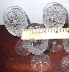 Vintage Deep Cut Star Pattern French Crystal Cordial or Wine Glasses Set Of 6