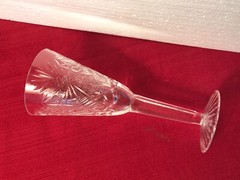 Vintage Champagne Trumpet glass Cut fans crisscross thick stem FREE SHIP!