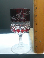 Victoria, Greensburg Glass Co, Goblet, Ruby Stain w/ Engraving, EAPG, c1892