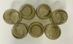 Set of 7 Anchor Hocking Sherwood Leaves Spicy Brown Small 6oz Juice Glasses