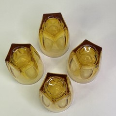 Hazel Atlas Gothic Amber Glass Paneled Glass Set Of 4 Retro Barware