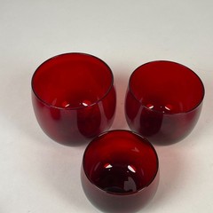 10 Vintage Anchor Hocking Ruby Red Roly Poly Glass Tumblers Cocktail Glasses