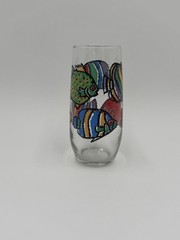 Colorful Tropical Fish Drinking Glass – Vintage Ocean Theme Barware Aquarium Art