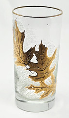 VTG MCM Libbey Highball Glasse 22k Gold Gilded Oak Leaf Barware Single 5 1/2″ H
