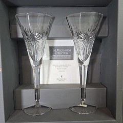 Vintage Waterford Crystal Millennium Champagne Toasting Flutes Health NEW