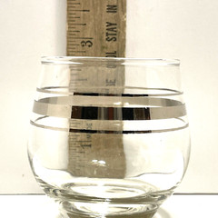 Pair of Vintage Mid Century Bar Beverage Glasses Silver Band Stripes