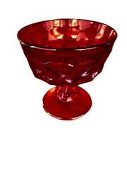Fostoria Argus Ruby Red Glass Tall Sherbet / Champagne 4.25” Georgian Thumb EUC