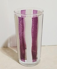 Mid Century Libbey High Ball Cocktail Tumbler Glasses Retro Mod Awning Stripe
