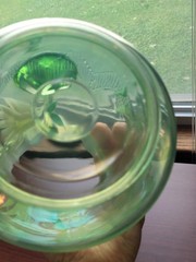 Hand Painted Ice Green Fenton Carnival Glass Enameled Shasta Daisy Pitcher