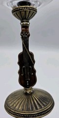 2 Bejeweled Enamel On Brass Metal Cello Musical Instrument Stemware Wine Goblets