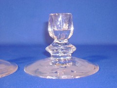 TIFFIN U.S. GLASS PAIR FLORAL DEEP ETCH CANDLESTICKS 3 1/4″ TALL
