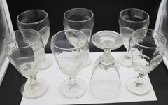 LOT of 7 Vintage Libbey Chivalry Clear Glass 6 1/2 Inch Water Goblets