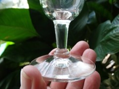 MCM Sevron Clear Glass Gray Wheel Cut By Candlelight Flowers Parfait Glass EUC