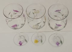 Lenox Floral Spirit Etched/Hand-painted 8-7/8″ Tulip Wine Glasses (3)