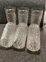VTG Retro Clear Quilted Diamond Point Glasses Tumblers Set Of 6 Anchor Hocking