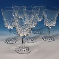 Waterford Crystal – Lismore Pattern – 6 Water Goblets Glasses – 6 7/8 inches
