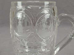 19th Century German Engraved Scenes & Sayings Cut Glass Mug / Stein C.1820-1830s