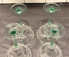 4 Vintage Cristal D’Arques-Durand Sombrero Margarita Glasses Green Glass 8×5 MCM