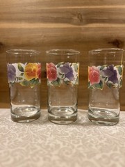 Corelle 7 Crisa Summer Blush Pansey 16oz Drinking Glasses Excellent