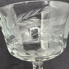 Set Of 3 Vintage 3” W Etched Floral Spray Pattern With Panels Stemmed Glasses
