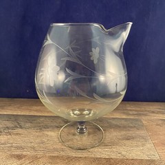 Clear Glass Flowers Daisies Leaves Brandy/Scotch Decanter Snifter Pitcher