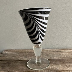 Vintage Soho Global Amici Black & White Hand Blown Glass Goblet