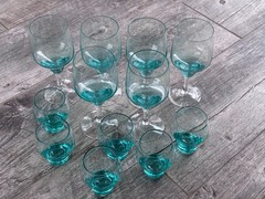 Vintage Sasaki Harmony Aqua Glasses / Made In Japan – Set of (12)