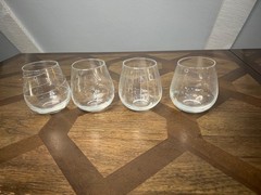 Mikasa Crystal Cheers Stemless Wine Glasses Lot Of 4 Mikasa Cheers Etched Signed
