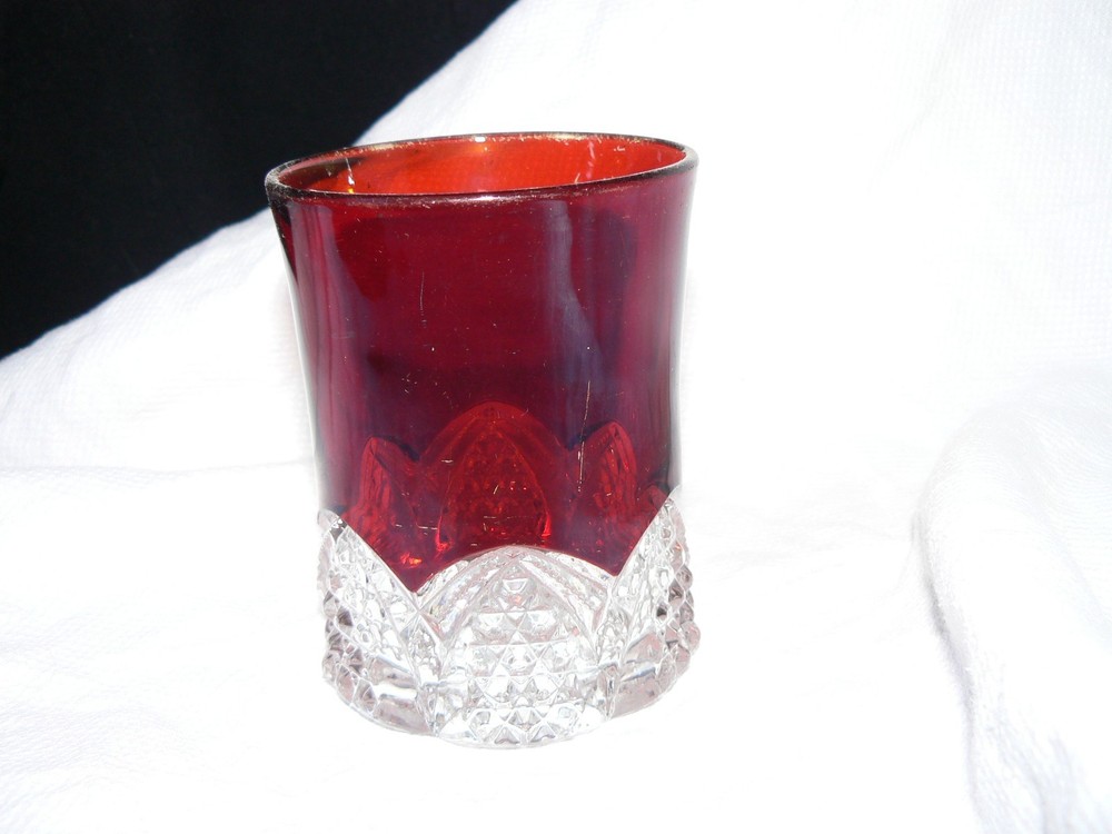 Button Arches Ruby Stained Tumbler EAPG George Duncan & Sons #39 circa 1897