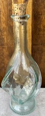 Vintage Italian Swirl Hand Blown Green Glass With Cork