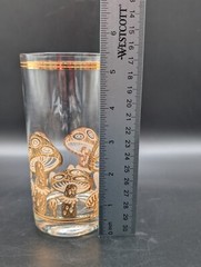 Culver MCM 22K Gold Magic Mushroom Highball Glass Art Nuevo Mid Century