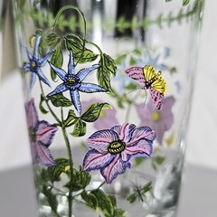 5 pc Portmeirion Botanic Gardens Clematis Florida Highball Tumblers