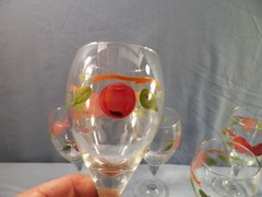 Set of 5 Franciscan Apple Pattern Water Goblets 7 3/8″ Tall