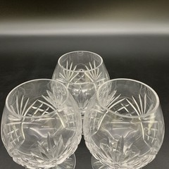 Vintage Heavy Cut Lead Crystal Brandy Snifters Starburst Cut Set of 3