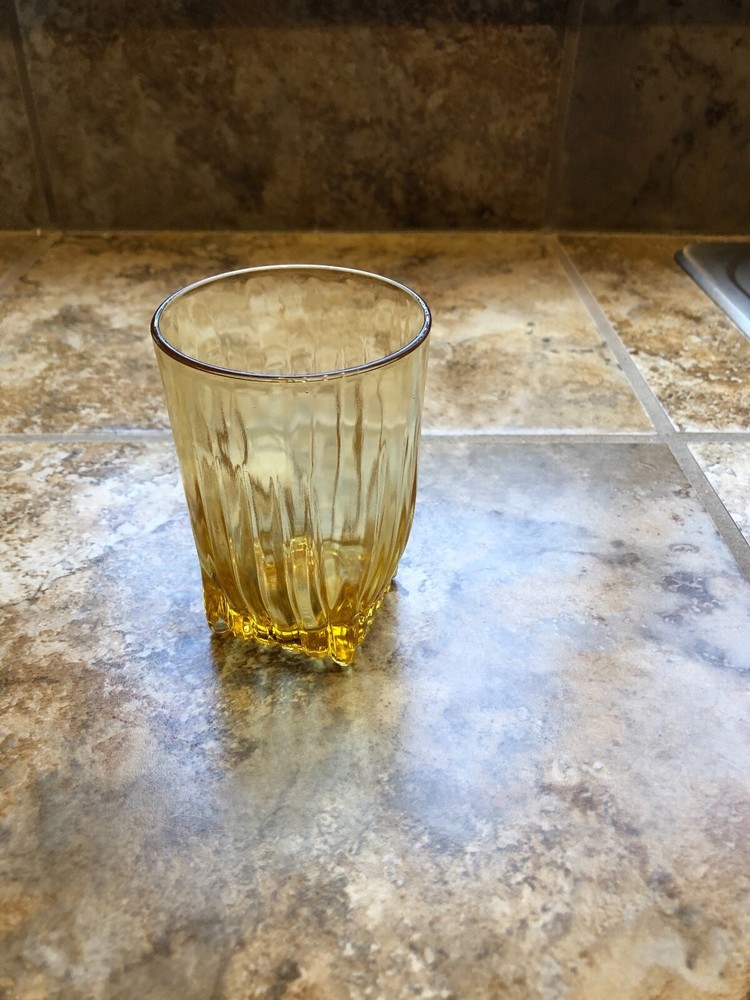 Vintage Federal Glass – Ribbed Juice Glass With Square Bottom
