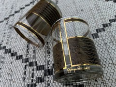 georges briard glasses lowball glasses Set Of Two Print Crocodile Gold