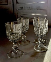 CORDIAL GLASSES set 4 stemmed Vertical cut glasses sherry glasses Aperitif MCM