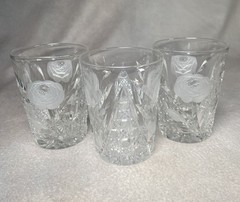 American Brilliant hand cut glass crystal Rose Pattern Set Of 3 tumblers