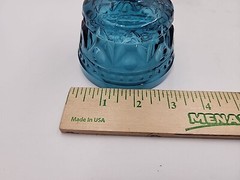 Vtg MCM Indiana Glass Aqua Blue Park Lane Colony Footed Sherbet Glasses 6pc 4.4″