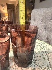 VTG Libbey Gibraltar Amethyst Purple Tumblers Glasses Set 9 Duratuff 5” & 4”