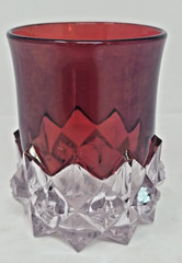 Victorian ruby stained 4″ Tall Ohara Diamond tumbler EAPG U174