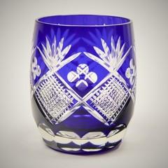 Edo Kiriko Blue Cut Glass Tumbler Set of 3 260ml Japanese Crystal-EK188