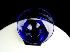 Pierre Cardin Signed Cobalt Base And Clear 7 Ounce 3 3/8″ Low Ball Glass 1970s