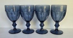 Four Vintage Libbey Duratuff Gibraltar Dusky Blue Goblets 11.5oz