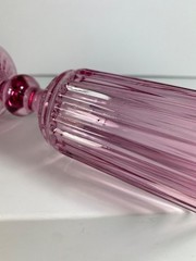 Vintage Pink Champagne Flutes Set of 2 Ribbed Glass Toasting Glasses Romantic